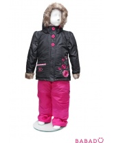 Зимний детский костюм для девочки розовый/серый Peluche et Tartine 104 см