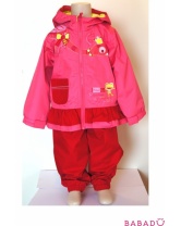 Демисезонный костюм для девочки без утеплителя розовый/красный 74 см Peluche et Tartine