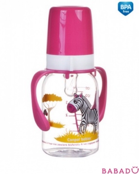 Бутылочка с рисунком и ручкой 120 мл BPA 0% Canpol Babies (Канпол Беби) в ассорт