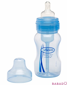 Синяя бутылочка с широким горлышком 240 мл. полипропилен Браун (Dr.Browns)