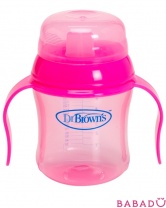 Розовая чашка-поильник 180 мл. с мягким носиком Браун (Dr.Browns)