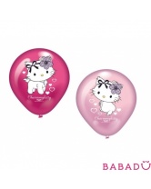 9 шариков с рисунком Hello Kitty c сердечками