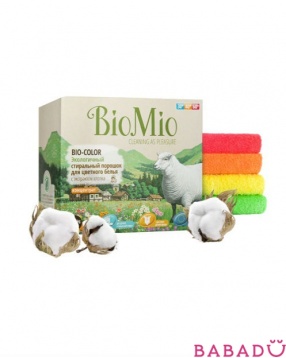 Экологичный стиральный порошок для цветного белья с экстрактом хлопка BioMio