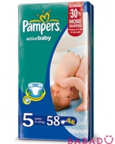 Подгузники Pampers Active baby junior jumbo (Памперс Актив бэби юниор джамбо) 5, 11-25 кг, 58 шт.